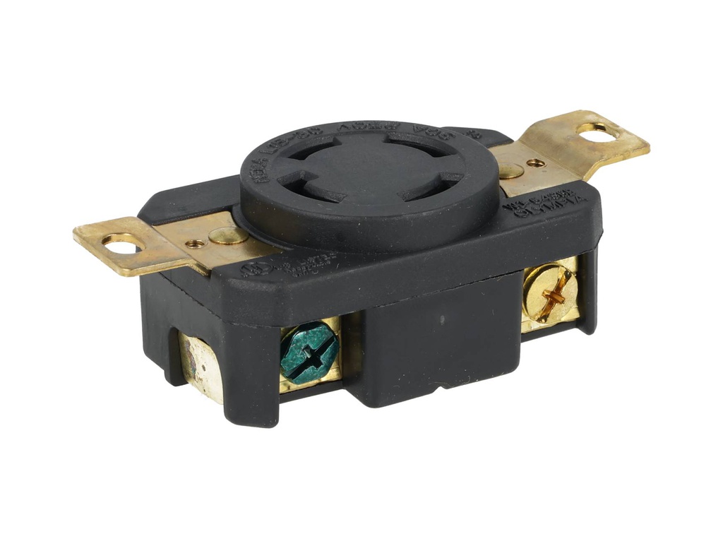 WJ-6436B – CONTACTO INDUSTRIAL CON SEGURO 30/250VCA 3 POLOS + TIERRA, MONTAJE EN PANEL, NEMA L15-30R