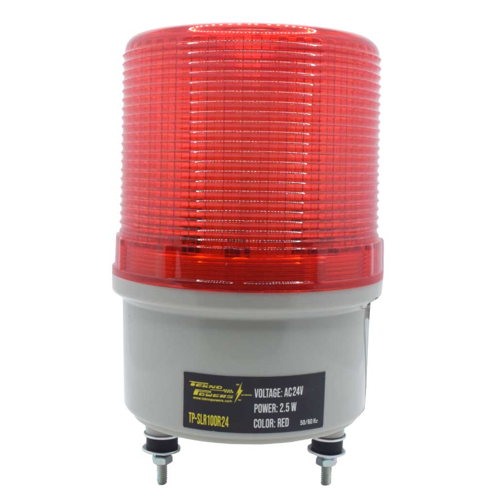 TP-SLR100R24 — TORRETA ROTATIVA TIPO LED ROJO CON BUZZER24VCA/CD, IP65, CON SOPORTE A PARED