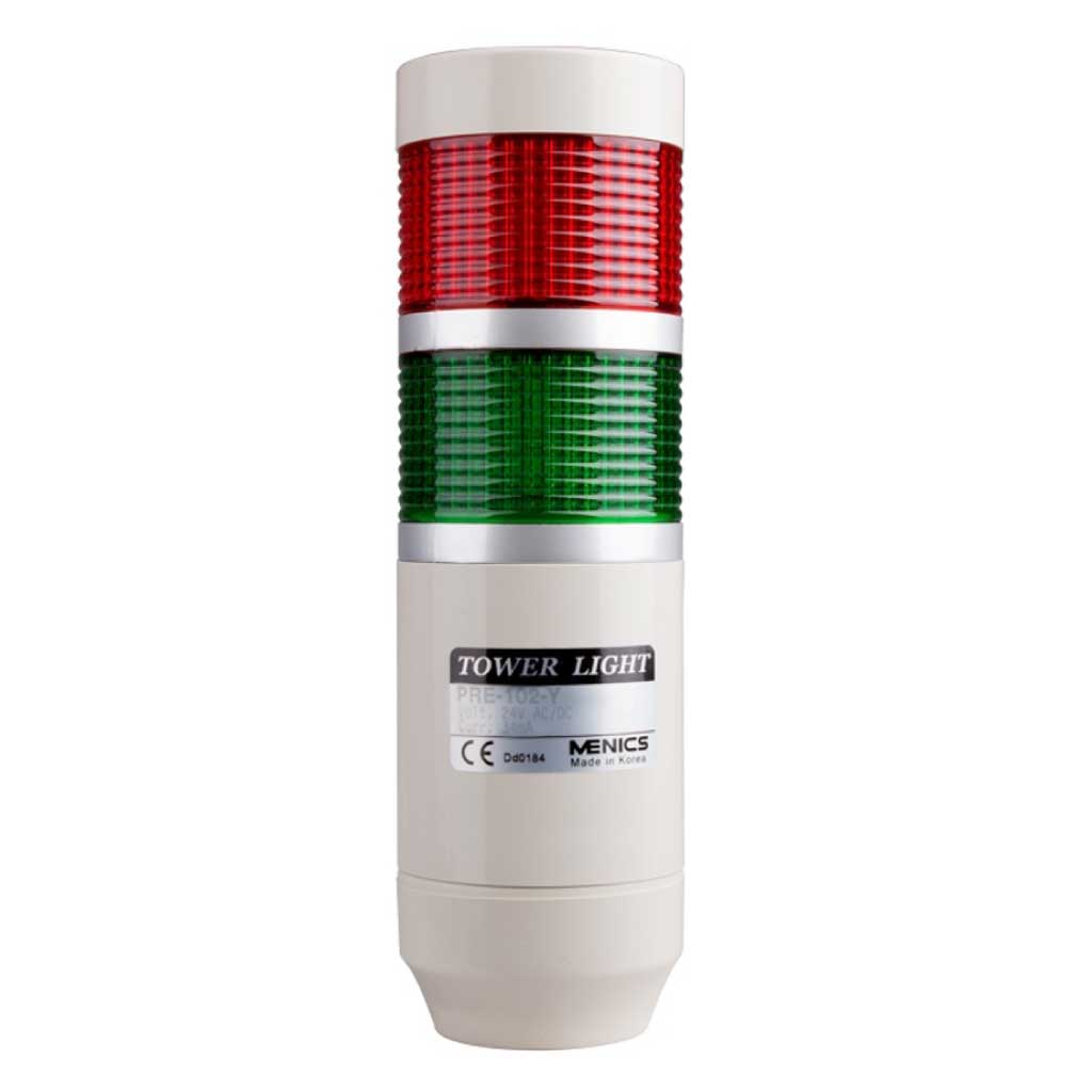 PREF-202-2 — TORRETA IND 2 COLORES 56mm 24VCA/CDCON FLASH (ROJO/VERDE) 