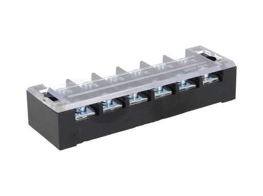 [TB-4506] TB-4506 — BLOQUE DE TERMINALES MONTAJE FIJO 45 AMP6 POLOS, 600V, CALIBRE 12 AWG, 100°C (A PRUEBA DE FUEGO) ,  24x120x38mm