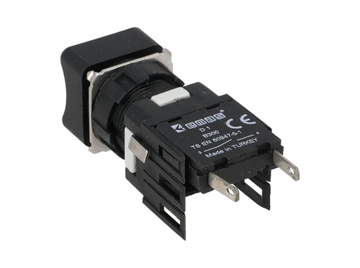 [D100KDK] D100KDK — BOTON PULSADOR 16mm, NO ILUMINADO ROJO, RASANTE MOMENTANEO CUADRADO, INCLUYE 1CON NA (MAXIMO 2 CONTACTOS) 