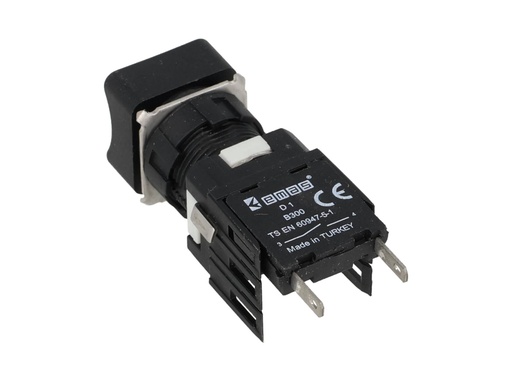 [D100KDS] D100KDS — BOTON PULSADOR 16mm, NO ILUMINADO AMARILLO, RASANTE MOMENTANEO CUADRADO, INCLUYE 1 CON NA (MAXIMO 2 CONTACTOS) 