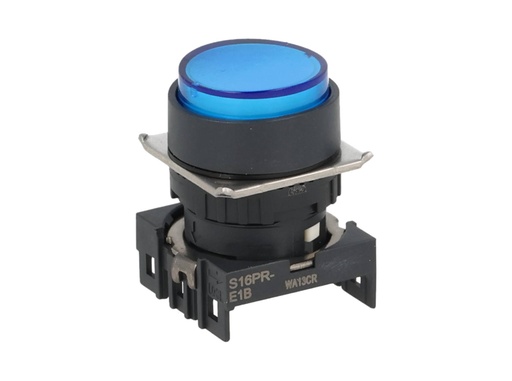 [S16PR-E1B] S16PR-E1B — BOTON PULSADOR 16mm, NO ILUMINADO AZUL, REDONDO  SIN CONTACTO INCLUIDO 