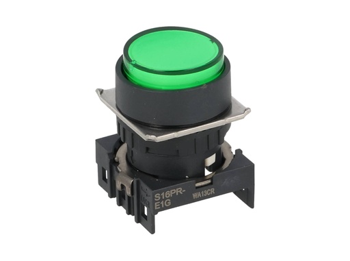 [S16PR-E1G] S16PR-E1G — BOTON PULSADOR 16mm, NO ILUMINADO VERDE, REDONDO SIN CONTACTO INCLUIDO 
