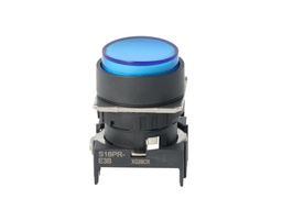 [S16PR-E3B] S16PR-E3B — BOTON PULSADOR AZUL 16mm, MOMENTANEO, ILUMINADO, REDONDO SALIENTE