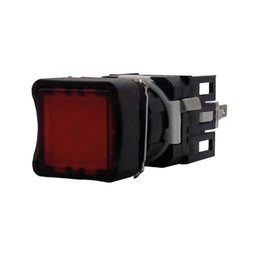 [D060KDK] D060KDK — BOTON PULSADOR CUADRADO ROJO 16mm, 24VCA/CD, RASANTE MOMENTANEO ILUMINADO CON LED, MAXIMO 2 CONTACTOS