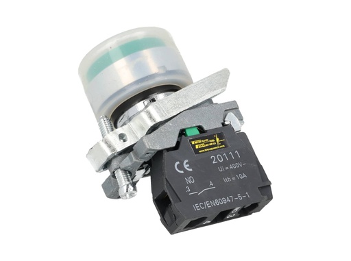 [TP-XB4-HOG] TP-XB4-HOG — BOTON PULSADOR METALICO CON CAPUCHON VERDE22mm NA *NO SON A PRUEBA DE EXPLOSION*