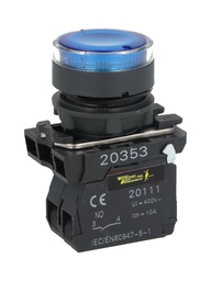 [TP-XB5-LB] TP-XB5-LB — BOTON PULSADOR PLASTICO CON LED AZUL NA22mm 220/240VCA *NO SON A PRUEBA DE EXPLOSION*