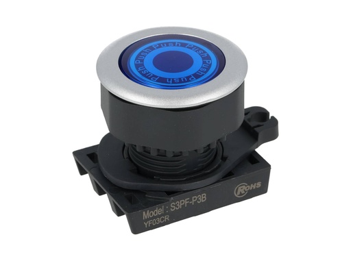 [S3PF-P3B] S3PF-P3B — BOTON PULSADOR RASANTE LED AZUL, 1A Y 1C