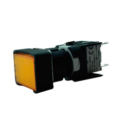 [D080DDS] D080DDS — BOTON PULSADOR RECTANGULAR AMARILLO 16mm24VCA/CD, RASANTE MOMENTANEO, ILUMINADO CON LED, MAXIMO 2 CONTACTOS