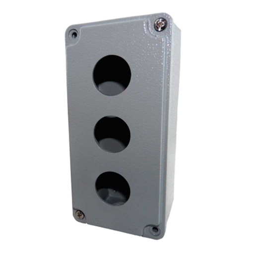 [PBBOX303] PBBOX303 — BOTONERA PARA 3 OPERADORES 30mm, ALUMINIO COLOR GRIS 80X170X73mm