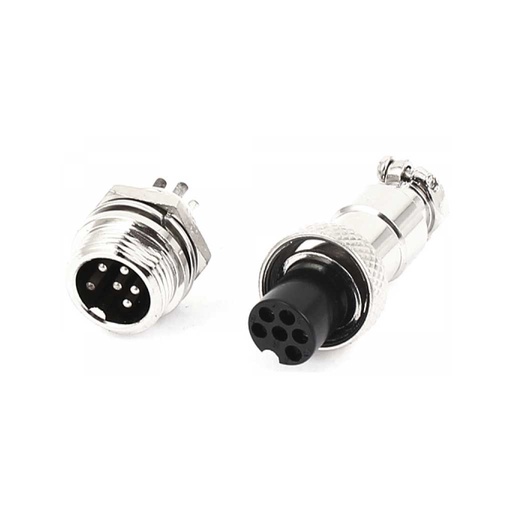 [TP-GX16-6P] TP-GX16-6P — CONECTORES (PAR GX16 6 PIN MACHO/HEMBRAPARA PANEL Y EXTENCION 4A/125VCA 16mm