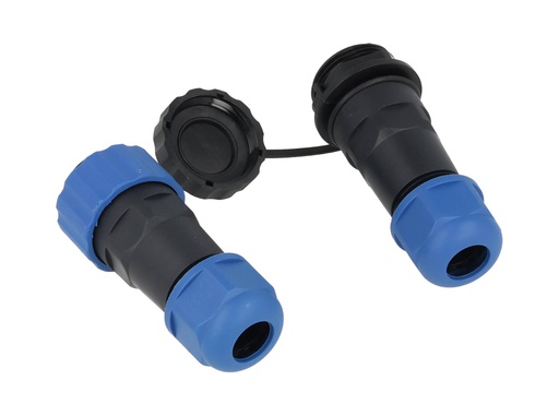 [TP-SP20-S12P] TP-SP20-S12P — CONECTORES EXTENSION/RECTO (PAR) 12PIN, IMPERMEABLES IP68, 5A/250VCA, DIAMETRO DE BARRENO 20mm, PIN COBRE CHAPEADO EN DORADO/PLATEADO