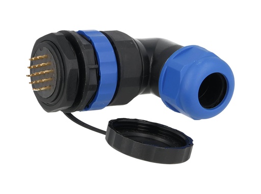 [TP-SP28-AP19P] TP-SP28-AP19P — CONECTORES PANEL/ANGULO (PAR) 19PIN, IMPPERMEABLES, IP68, 5A/250VCA, DIAMETRO DE BARRENO 28mm, PIN COBRE CHAPEADO EN DORADO/PLATEADO