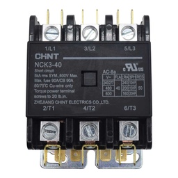 [NCK3-40A/3-230V] NCK3-40A/3-230V — CONTACTOR PARA AIRE ACONDICIONADO 3X40A/230VCA DE BOBINA