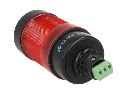 [503-R110] 503-R110 — FAROLA ROTATIVA LED ROJO 50mm 110VCA CON BUZZER 80DB, BARRENO BASE 22mm