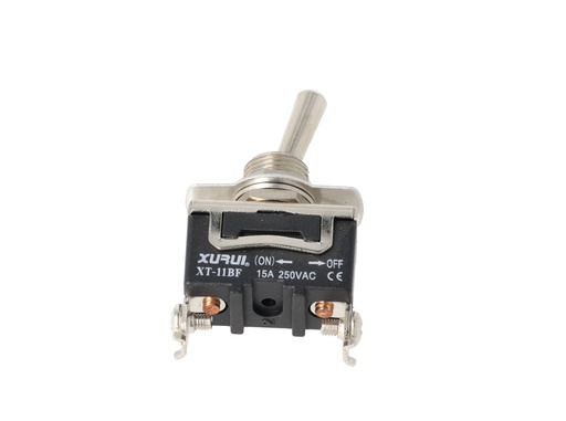 [XT-11BF] XT-11BF — INTERRUPTOR DE PALANCA CON TORNILLOS Posiciones: PULS-OFF Capacidad: 20/15A 125/277VAC 