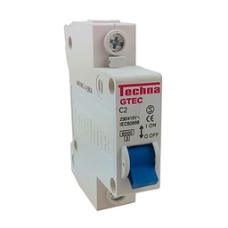 [1C2] 1C2 — INTERRUPTOR MINIATURA 1P 2AMP 230VCA PARA RIEL CURVA C