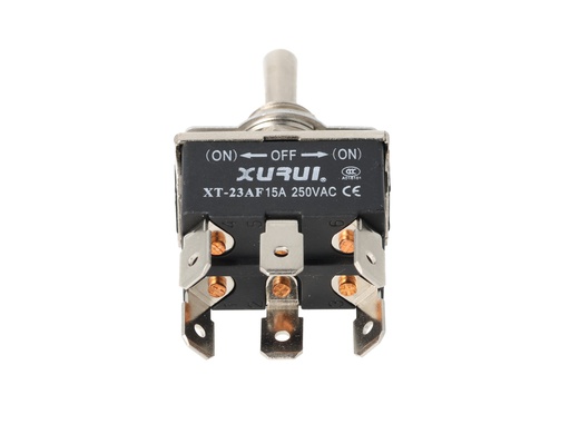 [XT-23AF] XT-23AF — INTERRUPTORES DE PALANCA 6 TERMINALES Posiciones: PULS-OFF-PULS Capacidad: 20/15A 125/277VAC 