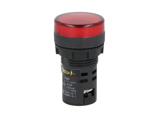 [TP-LI22-R24] TP-LI22-R24 — LAMPARA PILOTO LED ROJO 22mm 24VCDE VCA PLASTICO *NO SON A PRUEBA DE EXPLOSION*