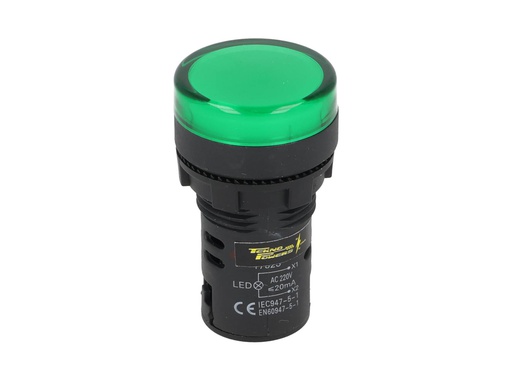 [TP-LI22-G] TP-LI22-G — LAMPARA PILOTO LED VERDE 22mm 220VCA PLASTICO *NO SON A PRUEBA DE EXPLOSION*