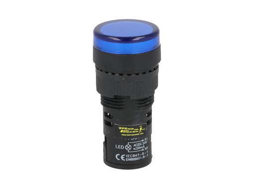 [TP-LI16-B24] TP-LI16-B24 — LAMPARA PILOTO TIPO LED 24VDCON AC ø 16mmCOLOR AZUL *NO SON A PRUEBA DE EXPLOSION*