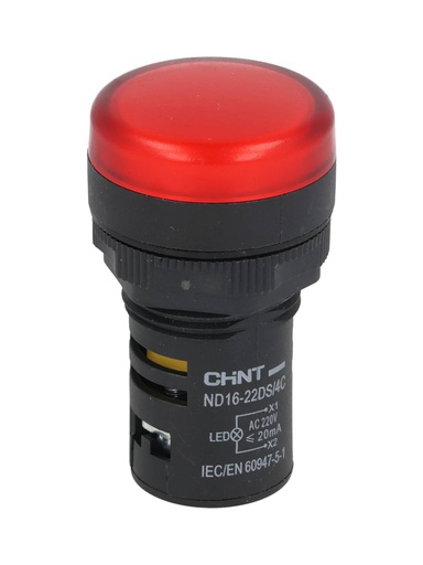 [NP16-22DSR] NP16-22DSR — LAMPARA PILOTO TIPO LED UL 220VAC, ø22mmCOLOR ROJO *NO SON A PRUEBA DE EXPLOSION*