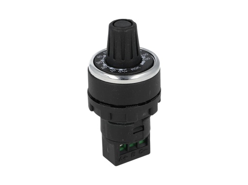 [BPR05K] BPR05K — POTENCIOMETRO 22mm 5K OHMS 1.5WATTS CON PERILLA GRADUADA, TOLERANCIA 10%, RESISTENCIA DE AISLAMIENTO MIN 10M OHMS (500VCD) 17.30 MA