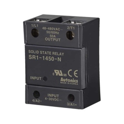 [SR1-1450-N] SR1-1450-N — RELEVADOR ESTADO SOLIDO 48-480VAC, ENTRADA 4-30VDC, 50A, CRUCE EN CERO, MONTAJE DISIPADOR O PANEL.