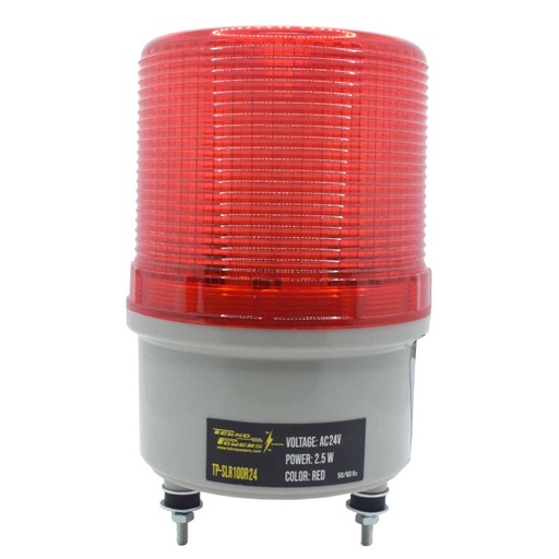 [TP-SLR100R24] TP-SLR100R24 — TORRETA ROTATIVA TIPO LED ROJO CON BUZZER24VCA/CD, IP65, CON SOPORTE A PARED