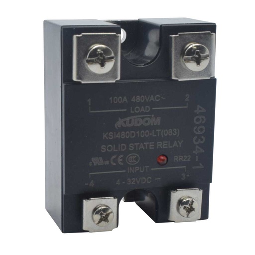 [KSI480D100-LT] KSI480D100-LT — RELEVADOR ESTADO ESTADO IDO 100A/480VCA VOLT CONTROL 4-32VCD, CRUCE POR CERO, CON LED INDICADOR, DOBLE SCR