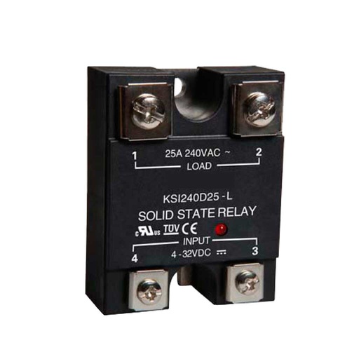 [KSI240D25-L] KSI240D25-L — RELEVADOR ESTADO SÓLIDO 25A/280VCA VOLT CONTROL 4-32VCD, PARA CARGAS RESISTIVAS, CRUCE EN CERO, SALIDA TRIAC