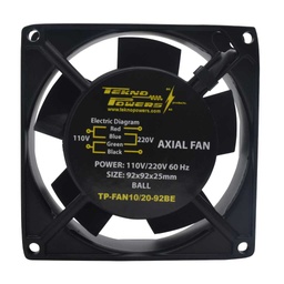 [TP-FAN10/20-92BE] TP-FAN10/20-92BE — VENTILADOR CON BALERO 110/220VCA 92X92X25mm, RPM2300-2800, CFM28-34, REJILLA 92PARA 92M (NO INCLUIDA) 