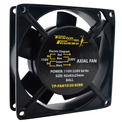 [TP-FAN10/20-92BE] TP-FAN10/20-92BE — VENTILADOR CON BALERO 110/220VCA 92X92X25mm, RPM2300-2800, CFM28-34, REJILLA 92PARA 92M (NO INCLUIDA) 