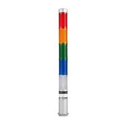 [PLDSF-501-RYGBC] PLDSF-501-RYGBC — TORRETA IND CON LED 25mm FLASH 12VCA/CD ROJO/AMARILLO/VERDE/AZUL/BLANCO POSTE 65mm