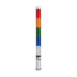 [PLDSF-502-RYGBC] PLDSF-502-RYGBC — TORRETA IND CON LED 25mm FLASH 24VCA/CD ROJO/AMARILLO/VERDE/AZUL/BLANCO POSTE 65mm