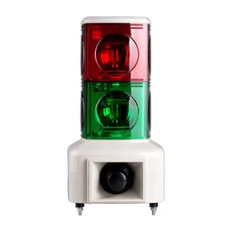 [MSGS-210-2RG] MSGS-210-2RG — TORRETA INDUSTRIAL 125mm 110VCA ROJO, VERDE, CON SIRENA, MELODIA, TONO DOBLE, GIRATORIA