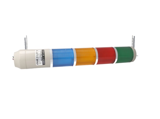 [MT5C4BL-GRYB] MT5C4BL-GRYB — TORRETA INDUSTRIAL 56mm 120VCA (VERDE, ROJO, AMARILLO AZUL, CON DESTELLO (ZUMBADOR OP.) 