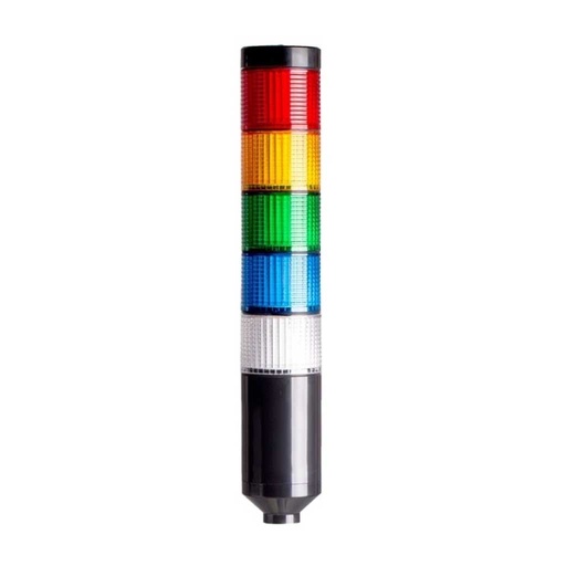 [PTE-SC502-RYGBCB] PTE-SC502-RYGBCB — TORRETA INDUSTRIAL 5 COLORES ROJO, AMARILLO, VERDE, AZUL, CLARO 24VCA/CD, CUERPO NEGRO ESTABLE.