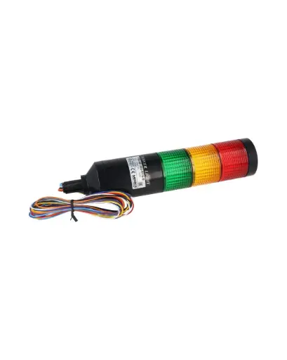 [PTE-AF-302-RYG-B] PTE-AF-302-RYG-B — TORRETA INDUSTRIAL 24VCA/CD 56mm ROJO AMARILLO, VERDE INTERMITENTE CUERPO NEGRO