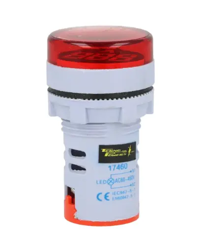 [TP-V32] TP-V32 — VOLTIMETRO DIGITAL 3 DIGITOS, 12-500VCA, 22mm (CARATULA CIRCULAR) ROJO