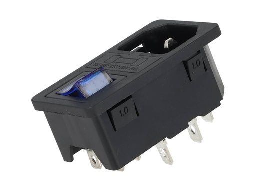 [TP-CF-B] TP-CF-B — INTERRUPTOR CON FUSIBLE Y CONECTOR PARA GABINETE, 125VCA/10AMP. COLOR AZUL