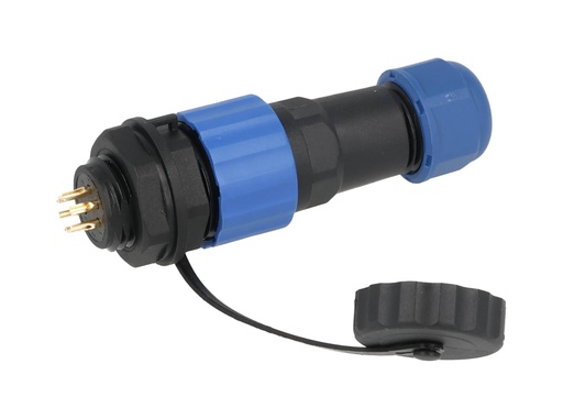 [TP-SP16-SP6P] TP-SP16-SP6P — CONECTORES PANEL/RECTO (PAR) 6 PIN IMPERMEABLE IP68, 5A/250VCA, DIAMETRO DE BARRENO 16mm PIN COBRE CHAPEADO EN DORADO/PLATEADO