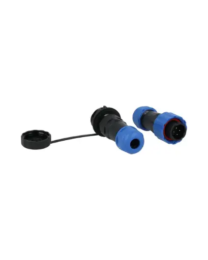 [TP-SP16-S4P] TP-SP16-S4P — CONECTORES EXTENSION/RECTO (PAR) 4 PINIMPERMEABLES IP68, 5A/250VCA, DIAMETRO DE BARRENO 16mm PIN COBRE CHAPEADO EN DORADO/PLATEADO 