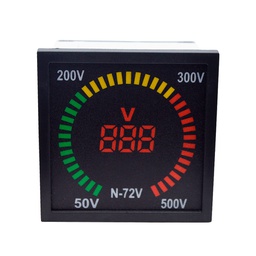 [N72V] N72V — VOLTIMETRO ANALOGO/DIGITAL 50-500VCA, ALIMENTACION, PRECISION 2%, 73 X 73 X 52mm, PERFORACION 67 X 67mm