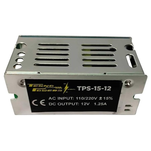 [TPS-15-12E] TPS-15-12 — FUENTE VOLTAJE 15W 12V 1.25A, ENTRADA 110/220VCA