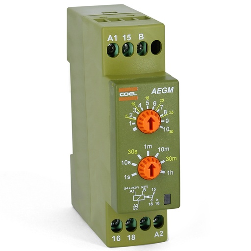 [AEGMUMM-S] AEGMUMM-S — TEMPORIZADOR RETARDADO, ALIMENTACION 100-, 240 VCA Y 24 VCC/VCA
