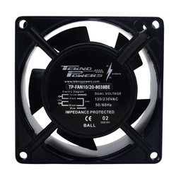 [TP-FAN10/20-8038BE] TP-FAN10/20-8038BE — VENTILADOR C/BALERO 110/220VCA 80X80X38M M,RPM2300-2700,CFM 19-23 , REJILLA 80M/8-PFmm (NO INCLUIDA)