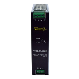 [TPSR-75-12HP] TPSR-75-12HP — FUENTE DE VOLTAJE P/RIEL,12VCD6.3A,75W,8, 5/264VCA,120-370VCD,55X125X100MMUSO RUDO