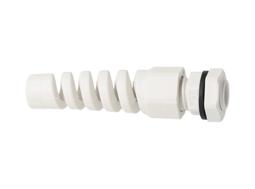 [CGF-PG7] CGF-PG7 – CONECTOR GLAND.GRIS C/ESPIRAL PG7 6MM (1, /4) POLIAMIDA  INCLUYE TUERCA Y SELLO,BARRENO 7/16